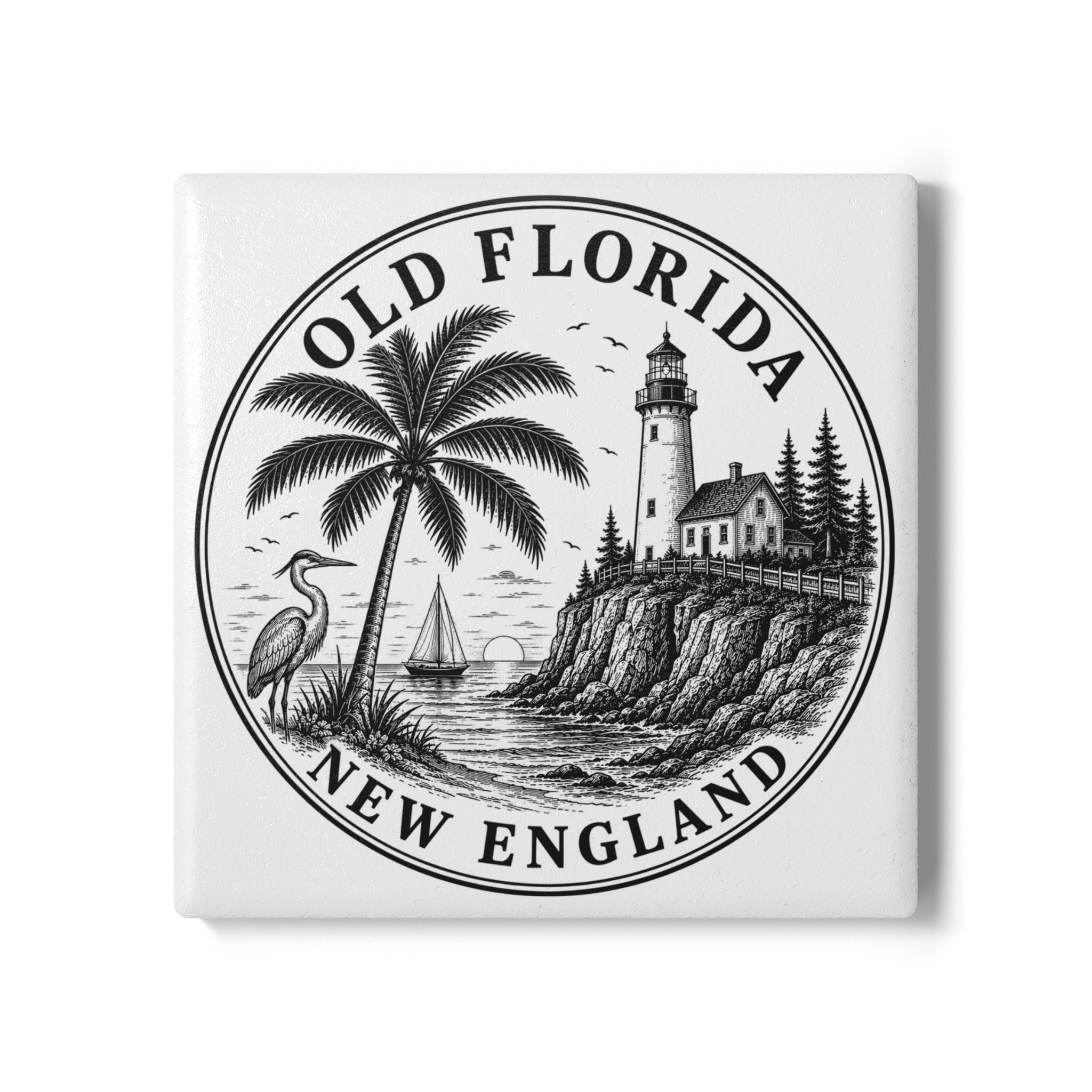 Ceramic Coaster Old Florida New England