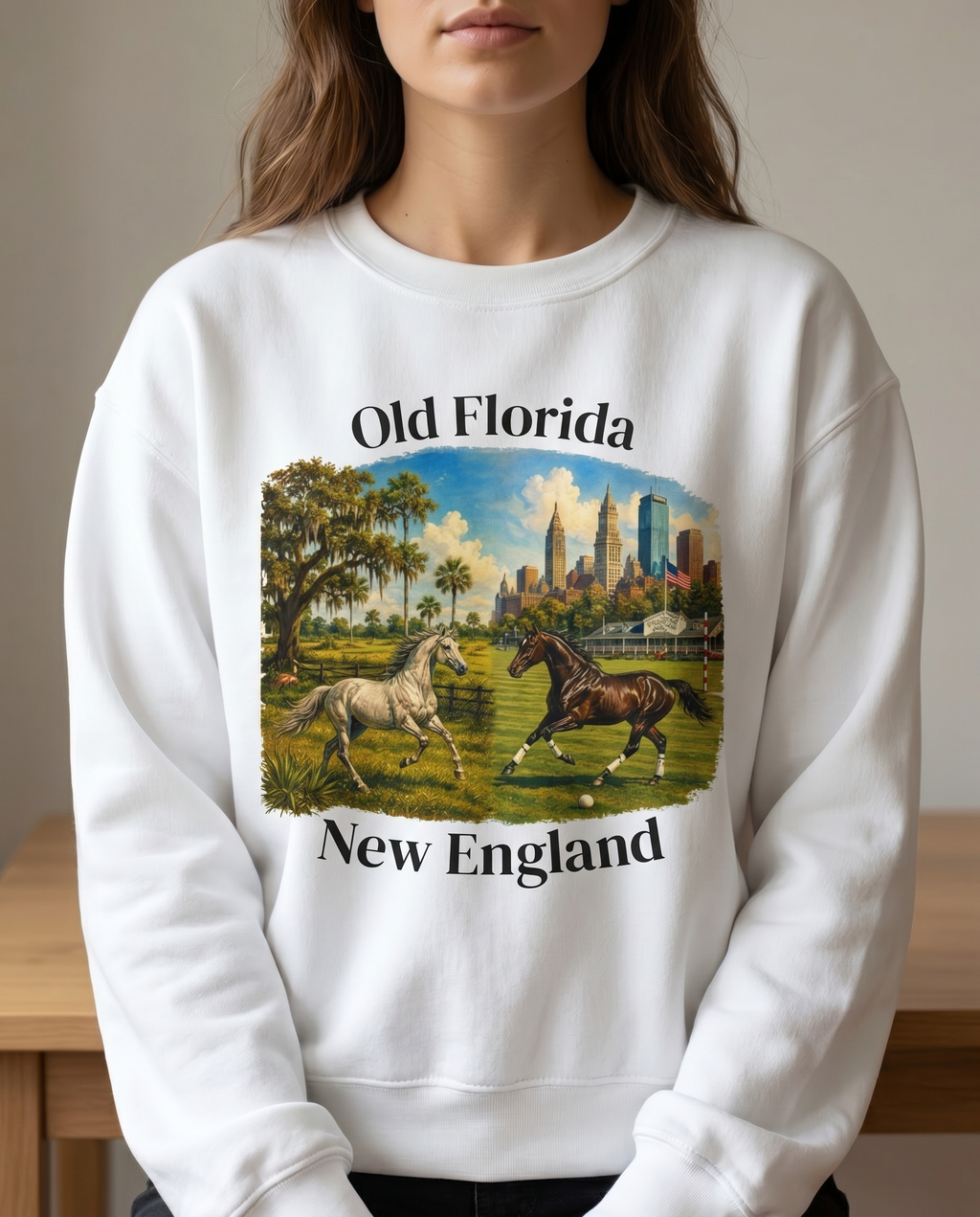 Hay to Rose Sweatshirt — chin-down close-up female