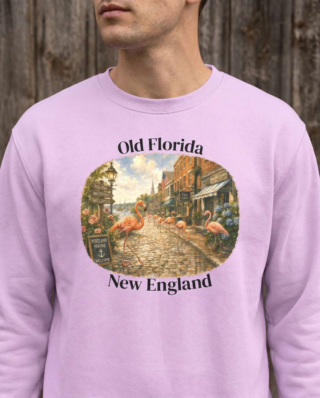 Pink in Portland Sweatshirt — chin-down close-up male