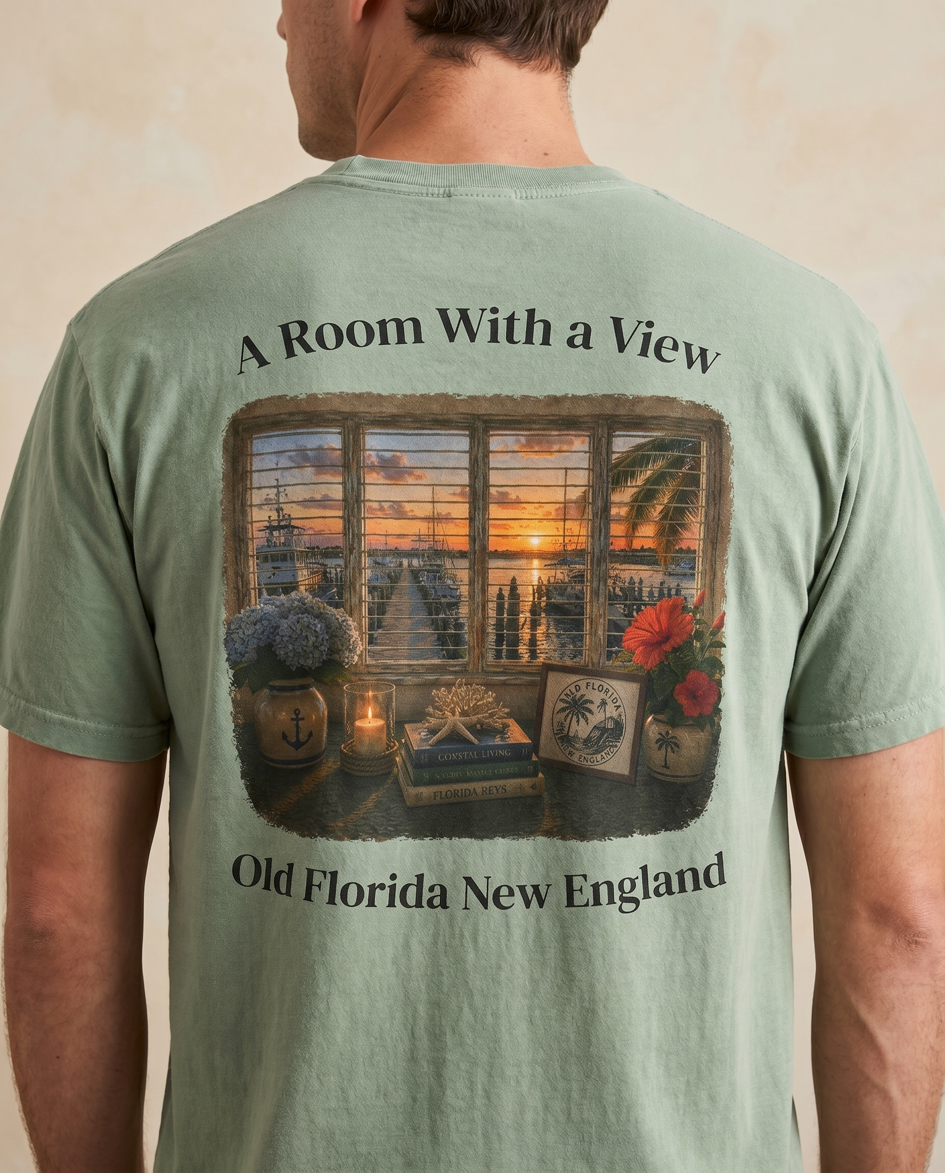 A Room With a View T-Shirt — back design lifestyle shot