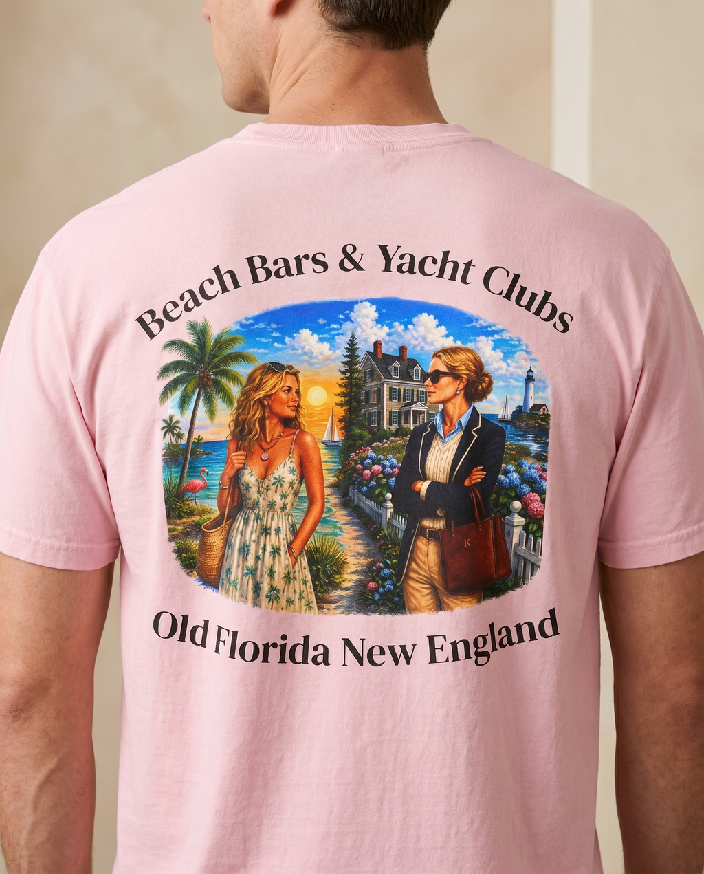 Beach Bars and Yacht Clubs T-Shirt — back design lifestyle shot