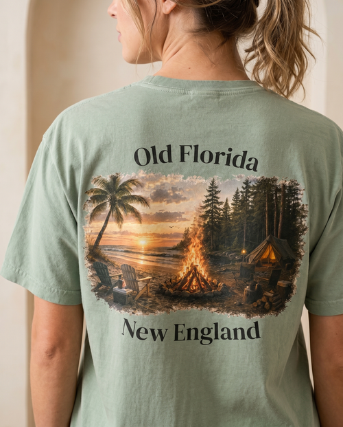 Campfire T-Shirt — back design lifestyle shot