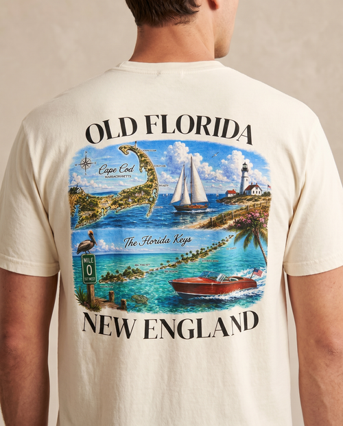 Cape and Keys T-Shirt — back design lifestyle shot