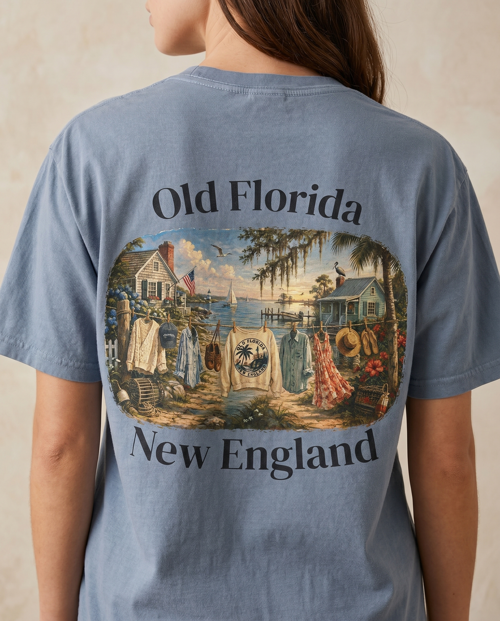 Clothes Line T-Shirt — back design lifestyle shot
