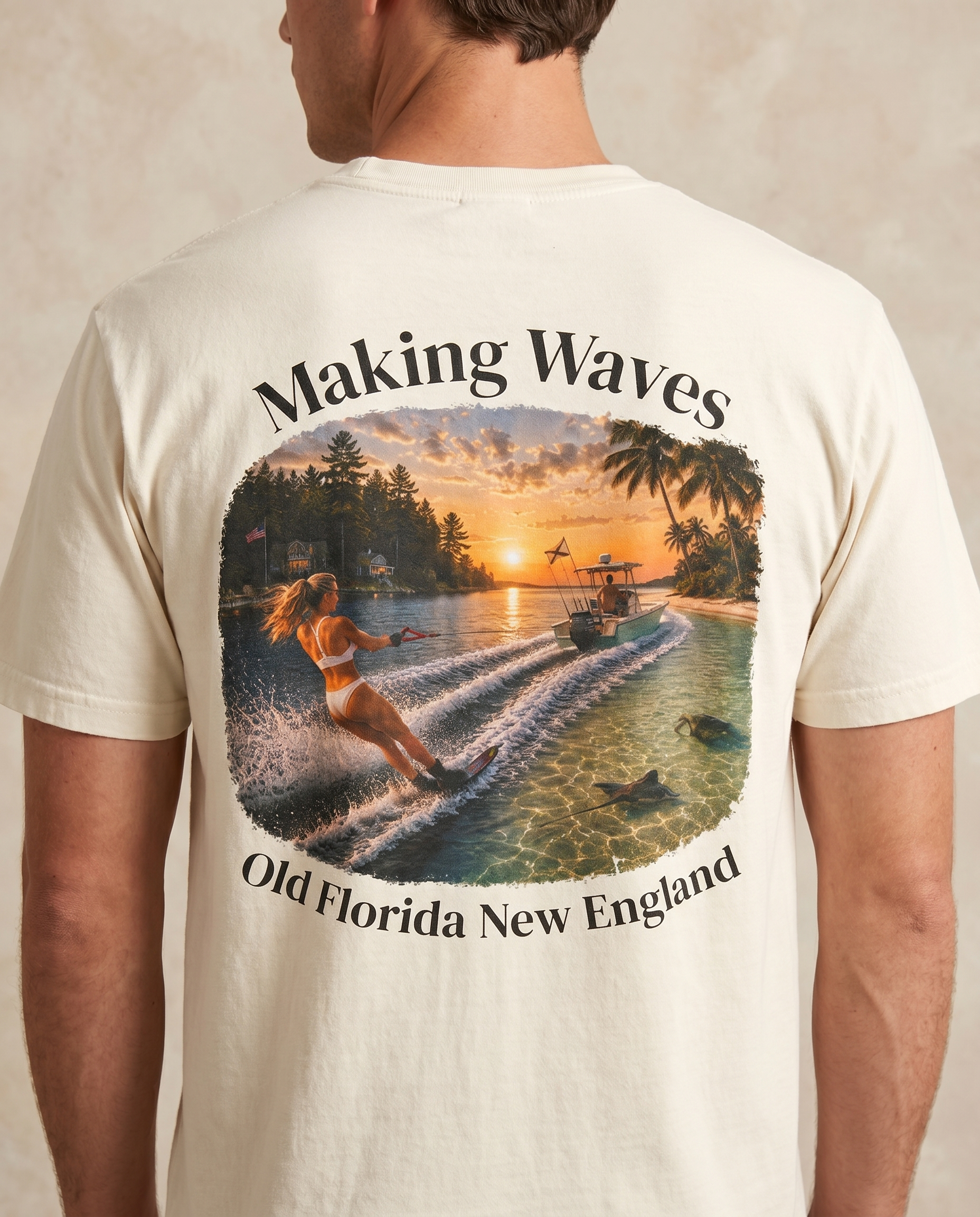 Making Waves T-Shirt — back design lifestyle shot