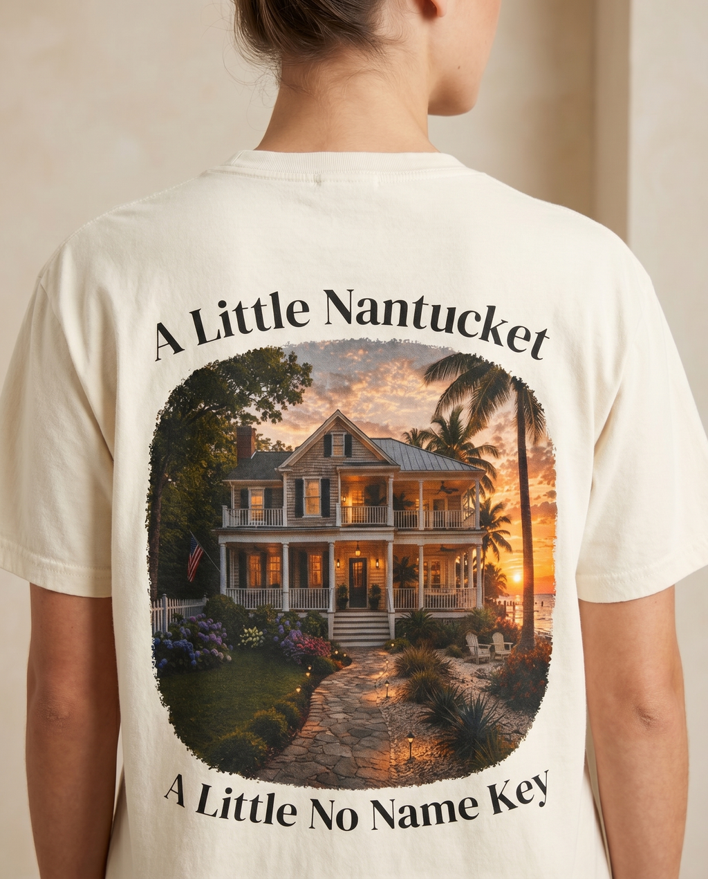 Nantucket No Name Key T-Shirt — back design lifestyle shot