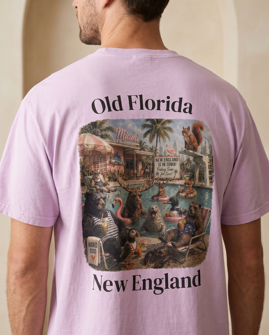 New England Is In Town T-Shirt — back design lifestyle shot