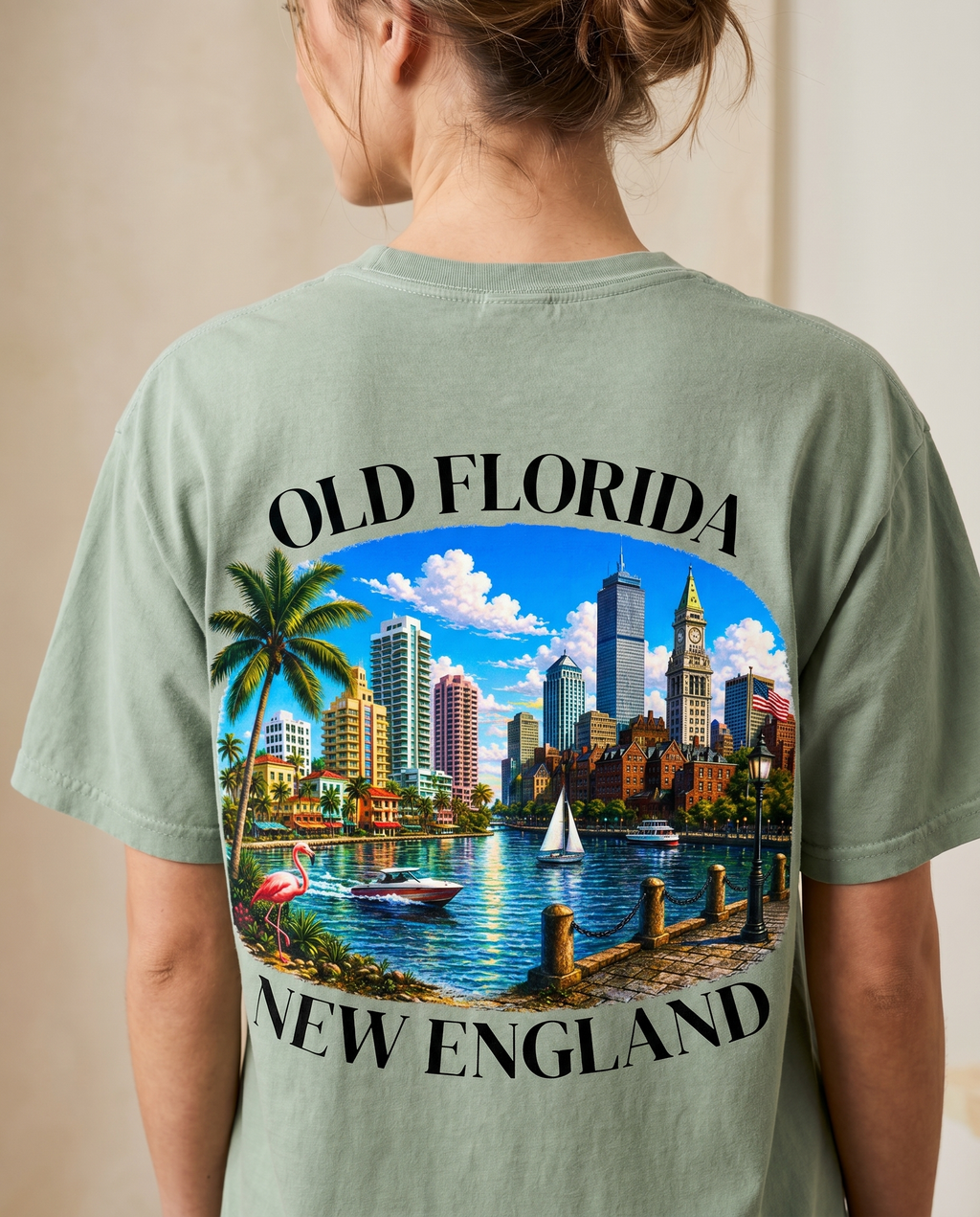 Vintage Miami Boston T-Shirt — back design lifestyle shot