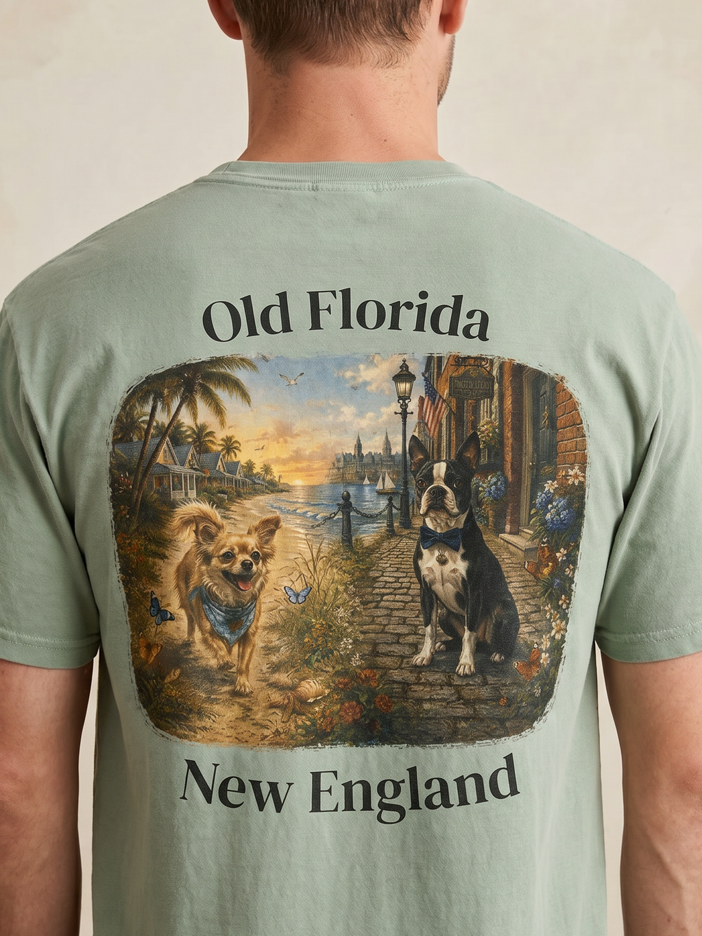 Wild and Wicked Pups T-Shirt — back design lifestyle shot