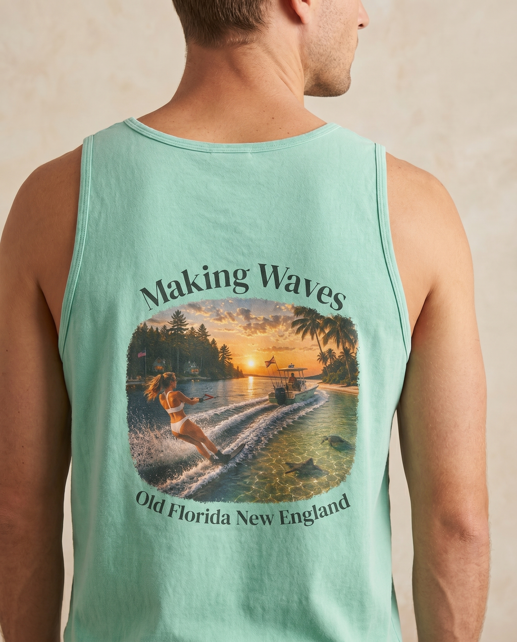 Making Waves Tank Top — back design lifestyle shot