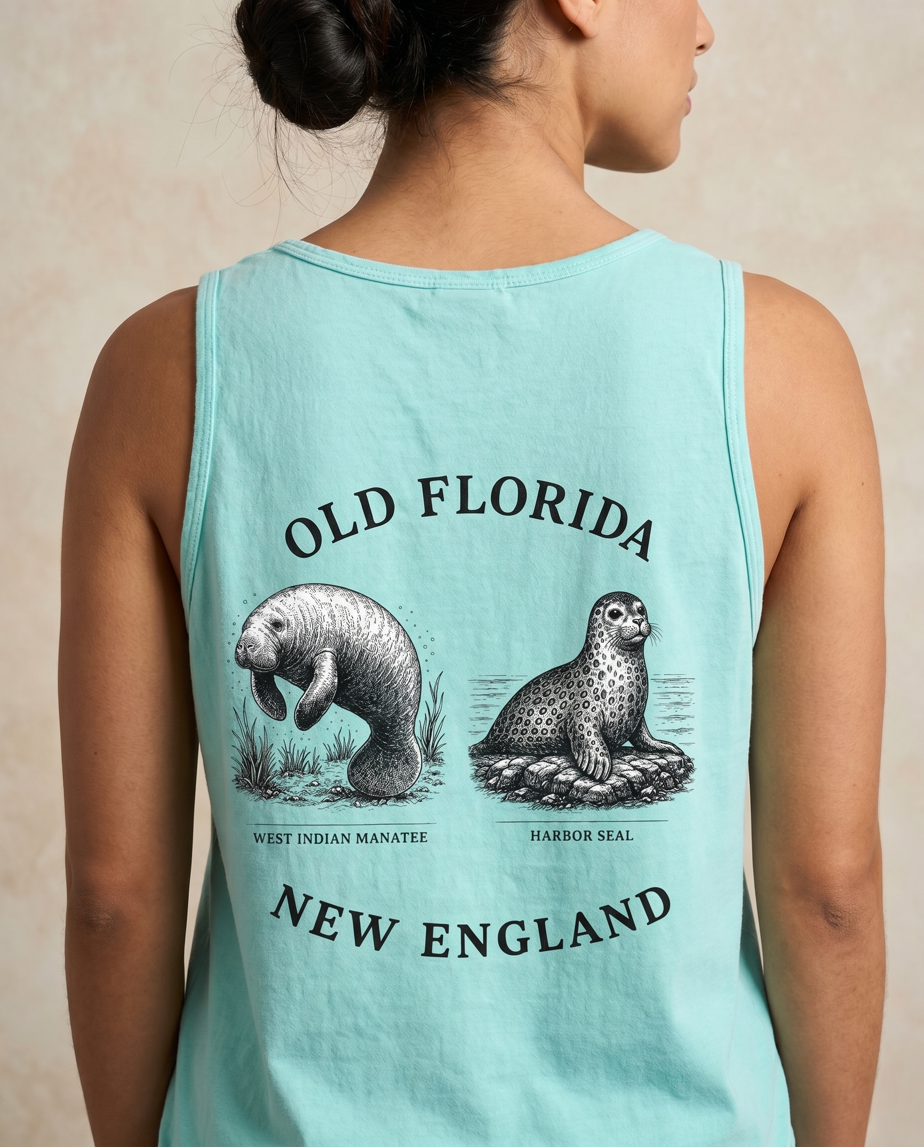 Manatee and Seal Tank Top — back design lifestyle shot