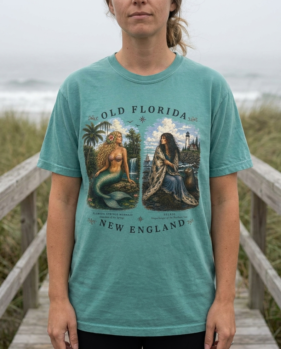 Mermaid and Selkie T-Shirt In Color lifestyle photo (duplicate for resize)