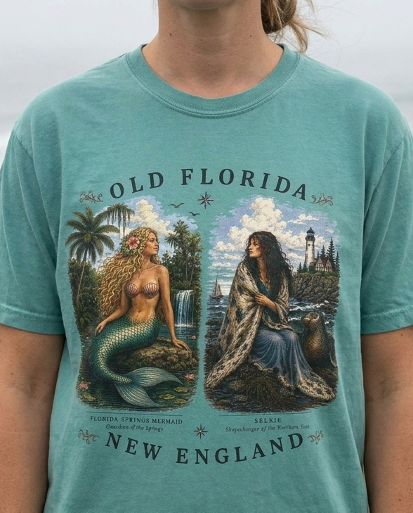 Mermaid and Selkie T-Shirt Front Facing In Color lifestyle photo