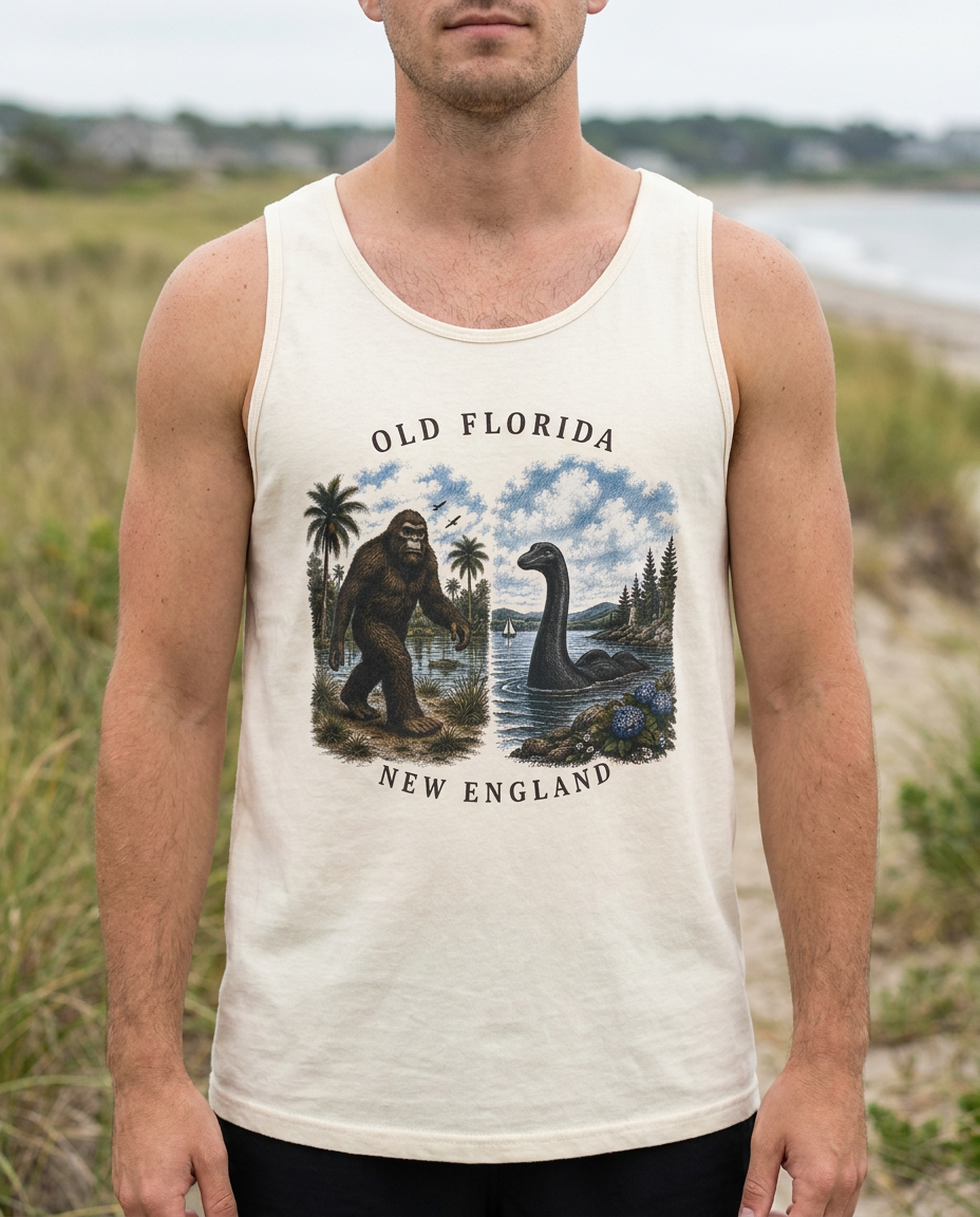 Myths of The Mainland Tank Top In Color lifestyle photo (duplicate for resize)