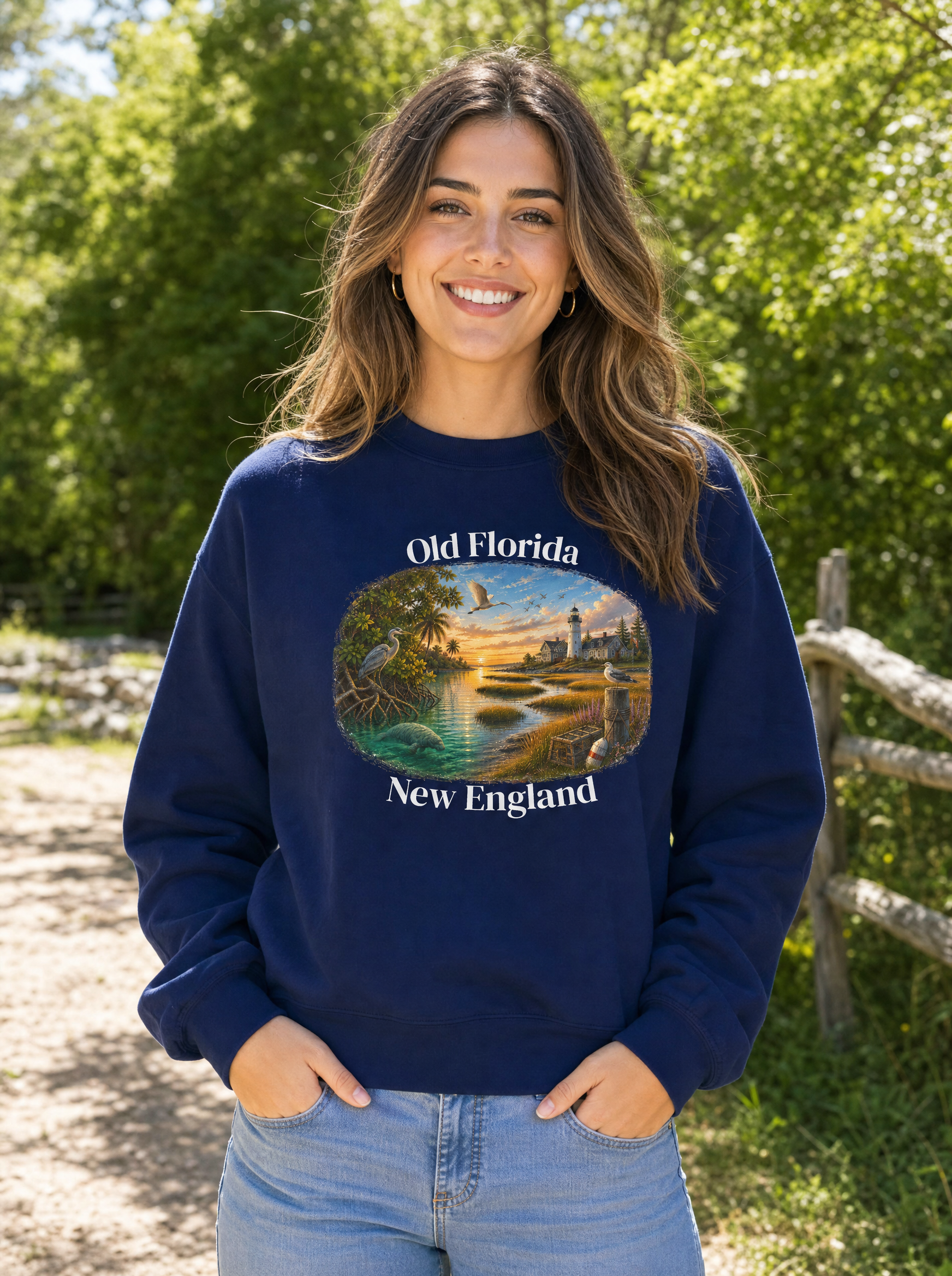 Mangrove & Marsh Sweatshirt front design lifestyle photo (crop)