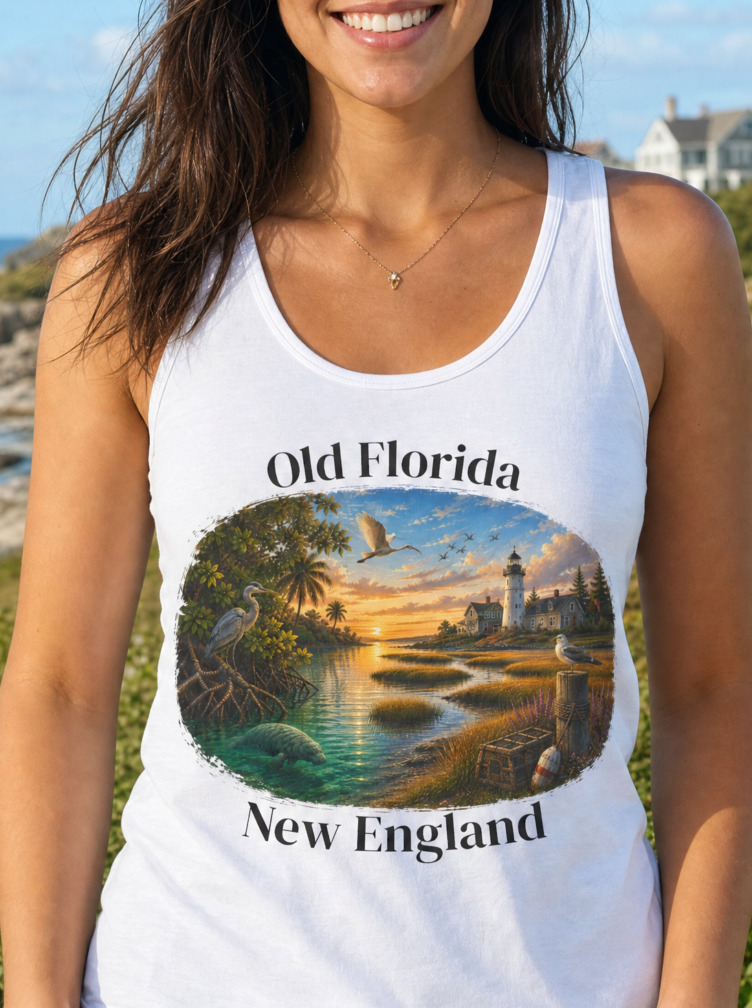 Mangrove & Marsh Tank Top front design lifestyle photo